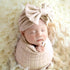 Baby Swaddle Blanket Newborn Swaddle Wrap Receiving Blankets Newborn Photography Wrap Props with Hat and Bow Headband Baby Stretch Knitted Wrap fo...