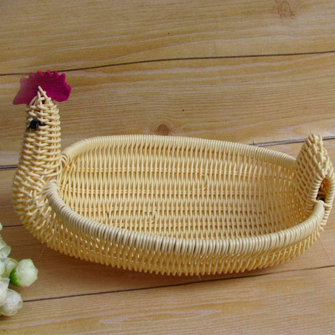 SEWACC Woven Storage Baskets 3 Pcs Rattan Woven Fruit Basket Straw Turkey Shape Bread Basket Wicker Decorative Bowl Food Basket Sundries Container...
