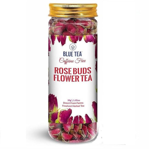 BLUE TEA - Rose Buds Herbal Tea - 1.06 Ounce | Grade A | DETOX TEA | Caffeine Free Herbal Tea - Vegan - GMO-Free - Food Grade Pet Jar |...