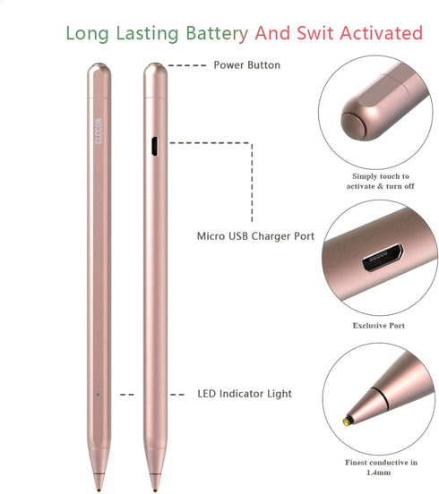 Stylus Pen for Apple iPad & iPhone, Stylus Capacitive Rechargeable Pen for iPad Air 2,3 iPad Mini 3,4,5 iPad 3 iPad 2018,2019 iPad Pro1,Pro 2 and ...