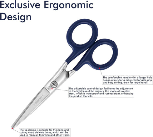 Small Sharp Embroidery Scissors - 5" Precision Tiny Stainless Steel Detail Needlework Shears for Sewing Trimming Fabric Thread Yarn, Comfort Blue ...