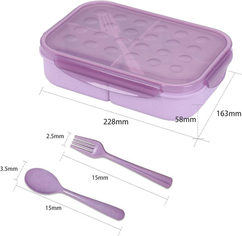 ASYH Bento Box Lunch Box Classic 3 Compartment Bento Box for Adults Ideal Leakproof Lunch Containers with Utensils, Microwave and Dishwasher Safe ...