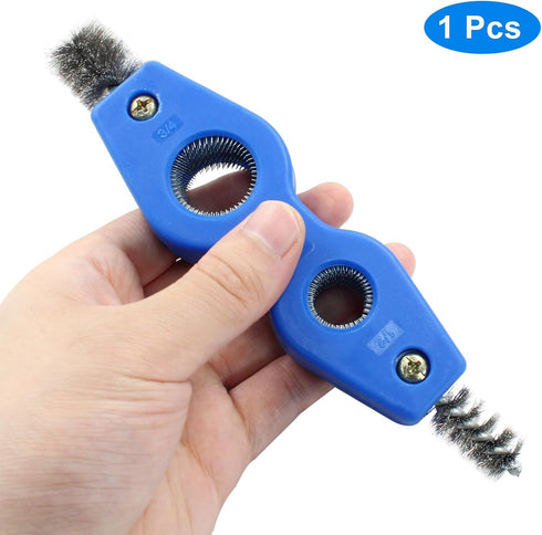 1 Pcs 4-in-1 Copper Tubing Brush Copper Pipe Cleaner Tool Steel Bristles Deburring Brush Cleans Inside and Outside Wire Brush for Plumbing Install...