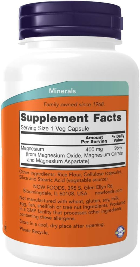 NOW Magnesium 400mg,180 Capsules (Pack of 2)...