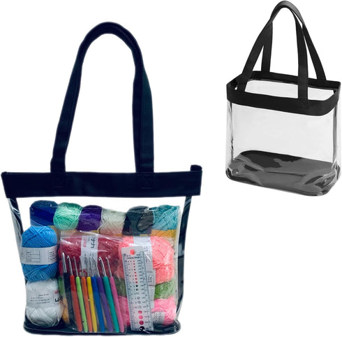 SeBUCUOO Knitting Crochet Yarn Bag Clear Plastic Tote Bags 12x6x12 Stadium Approved Clear Bag 12x12x6 Transparent for Women...