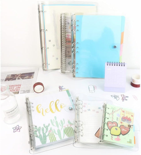 NatSumeBasics A4 Binder 4 Ring Budget Binder Clear PVC Planner Cover Notebook Shell for Organizer Accessories (A4 Binder)...