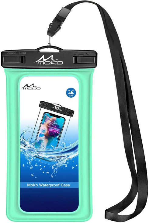 MoKo Floating Waterproof Phone Pouch Holder, Floatable Phone Case Dry Bag with Lanyard Armband Compatible with iPhone 14 13 12 11 Pro Max X/Xr/Xs ...