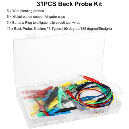 31PCS Back Probe Kit, Banana Plug to Copper Alligator Clip Automotive Test Leads Set, Insulation Wire Piercing Probes, Test Wires for Car Repairin...