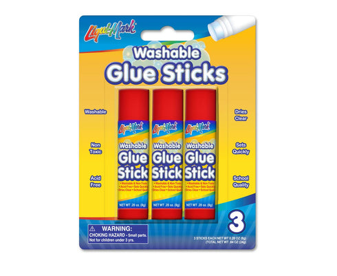 3 Pack 8g Washable Glue Stick - Blister Card...