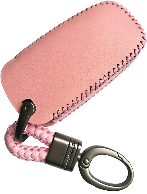 Pink Leather 5 Buttons Key Fob Case Case Remote Skin Holder Protector Jacket for 2017 2018 2019 2020 2021 2022 2023 2024 Ford Bronco Mustang Fusio...