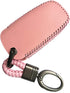 Pink Leather 5 Buttons Key Fob Case Case Remote Skin Holder Protector Jacket for 2017 2018 2019 2020 2021 2022 2023 2024 Ford Bronco Mustang Fusio...
