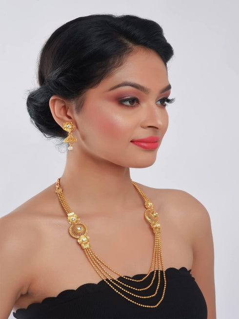 Efulgenz Indian Gold Tone Bollywood Multi Layered Traditional Beaded Wedding Temple Necklace Earrings Jewelry Set for Women...
