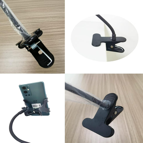 Gooseneck Lazy Cell Phone Holder, Universal Desktop Iron Metal Mobile Phone Holder with Adjustable Gooseneck Arm, Mobile Mount for Bed, Desk, Offi...