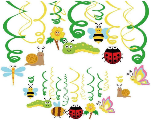 30Ct Spring Summer Insects Hanging Swirl Decorations, Themed Birthday Party,Party Supplies,Ceiling Hanging Swirl Decorations for Girls,Boys,Kids H...