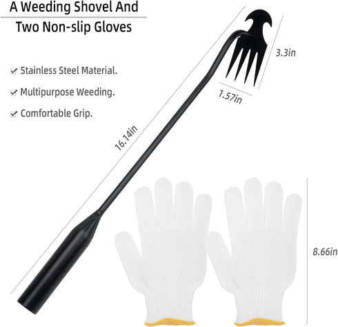 Weed Remover Tool, 2024 New Hand Weeder Tool - Multifunctional 4 Teeths Garden Weeding Tool Premium Uprooting Weed Puller, Dual Purpose Stainless ...
