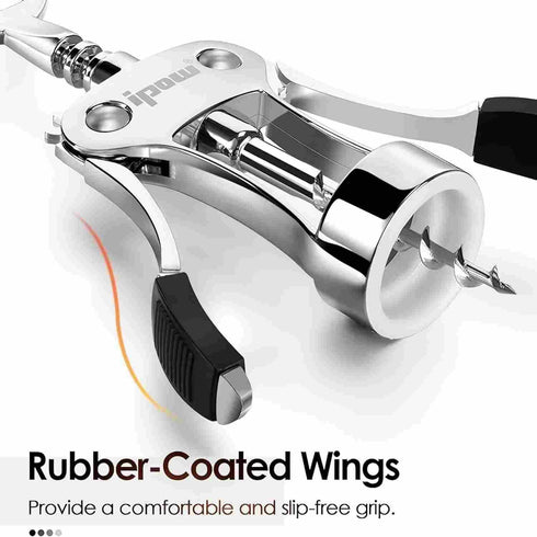 IPOW Wine Opener, Zinc Alloy Wine Bottle Opener, Wing Corkscrew Heavy Duty, Manual Multifunctional Cork Screw for Waiter, Silver...