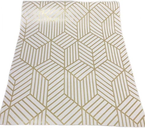 Gold and Beige Geometry Stripped Hexagon Adhesive Decorative Contact Paper Removable Shelf Drawer Liner Sticker Vinyl Film Wall Arts and Crafts De...