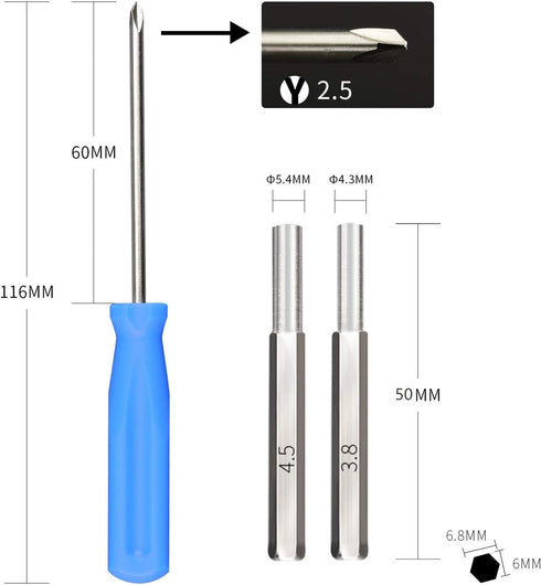Triwing Screwdriver Set, 5 Pack CR2032 Batteries with Tabs Bundled with 3.8 mm & 4.5 mm Security Screwdriver Game Bit Tool Set for NES, SNES and N...