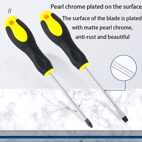 Flat head screwdriver, Phillips screwdriver, long handle screwdriver, suitable for car repair, plumbing repair, toy repair...