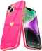 Teageo for iPhone 14 Plus Case for Women Girl Cute Love Heart Luxury Plating Soft Bling Back Cover Raised Full Camera Protection Bumper Silicone S...