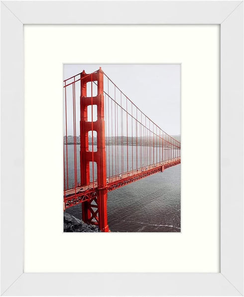 Frametory, 8x10 Frames Display 5x7 Picture with Mat or 8x10 Photo Without Mat, Shatter-Resistant Glass, Pre-Installed Wall Mounting Hardware - Whi...