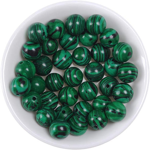 Natural Stone Beads 12mm Malachite Gemstone Round Loose Beads Crystal Energy Stone Healing Power for Jewelry Making DIY,1 Strand 15"...