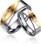 Uloveido A Pair of Titanium Gold Forever Love Double Couples Promise Rings 6mm Men and 5mm Women Wedding Bands Set Gift CR058...