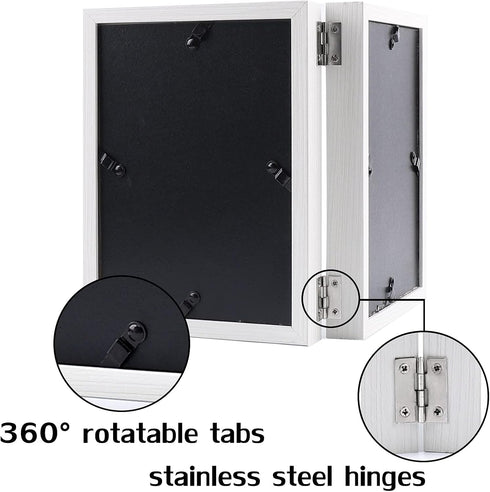 Double 5x7 Picture Frame Hinged Frame Vertical MDF Wood Photo Frames with Glass Front (White)...