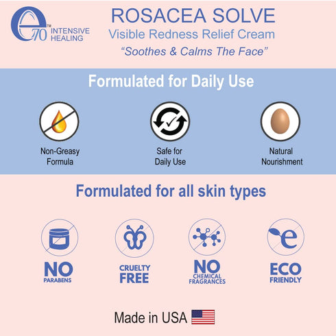 Rosacea Solve - Redness Relief Cream - Face Moisturizer For Rosacea & Acne Prone Skin - Sensitive Skin Care With Organic Ingredients, Almond Oil, ...
