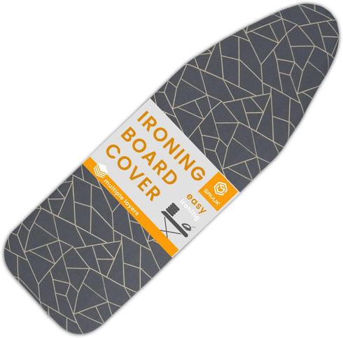 Ironing Board and Cover Drawstring Tightening with Thick Felt Padding Scorch Resistant Easy Fit Heavy Reflective Duty Adjustable 3 Layer Standart ...