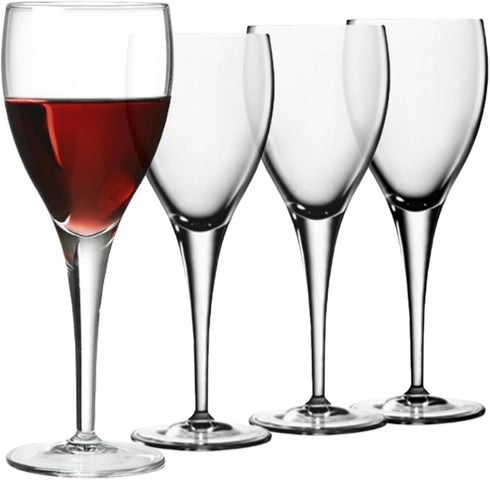 Luigi Bormioli Michelangelo Masterpiece Wine Glasses (Set of 4) - 8 Oz Ultra Clear Glass, Titanium Reinforced Stems, Lead-Free, Fine Laser-Cut Rim...