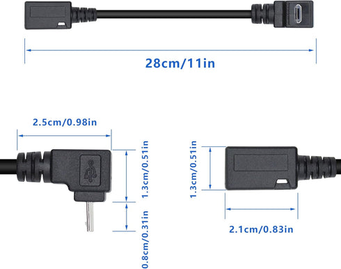 Micro USB to Mini USB Adapter Cable 27CM Up & Down Angle Micro USB Male to Mini USB Female Charging and Data Sync Cord(2Pack)...