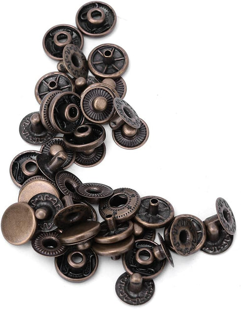 50 Sets Heavy Duty Leather Snap Fasteners Kit, Pure Brass Snap Buttons Metal Button Snaps Press Studs for Clothing, Leather, Jackets, Bracelets, B...