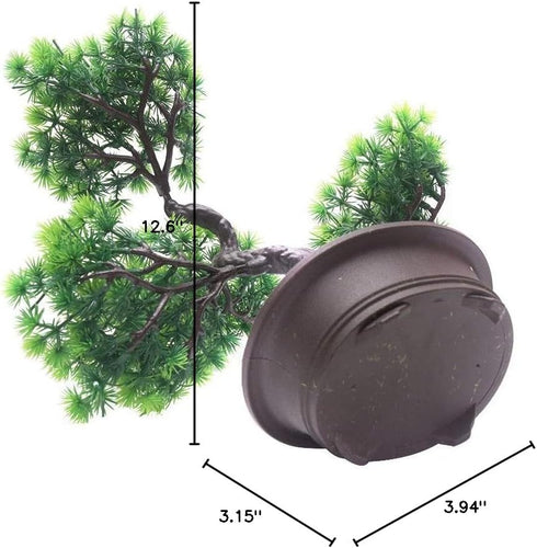 KOET Artificial Bonsai Pine Tree, 11Inch Faux Potted Plant Desk Display Fake Tree Pot Ornaments, Japanese Cedar Bonsai Plant for Home, Office Deco...