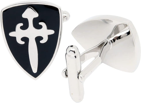 Crusader Battle Shield Cufflinks for Men Black Tone Men's Cuff Link Set for Wedding Shirt Party Business Birthday Anniversary Dress...