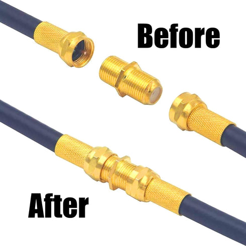 TCPENG® Coaxial Cable Connector, RG6 Coax Cable Extender F-Type Gold Plated Adapter Female to Female for TV Cables, 6 Pack...