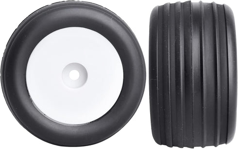 PreGlued 1/18 Buggy Tires 2PCS Front Tires 8mm Hex Wheels for Wltoys Losi Mini-T 2.0 HPI HSP 1/18 RC Off-Road Car (White Rims)...