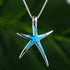 Vessantara Ocean Necklace,Blue Opal Pendant Necklace 925 Silver Sea Turtle Starfish Shark Tortoise Wave Palm Tree Beach Hawaiian Ocean Themed Jewe...