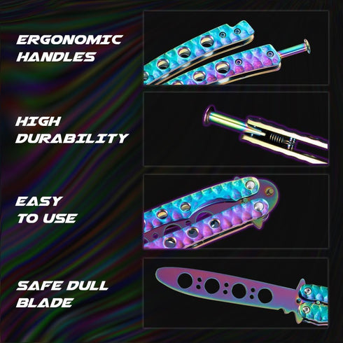 Grand Way Butterfly Trainer – Balisong Trainer – Practice Butterfly – Balisong Butterfly Knives NOT Real NOT Sharp Blade – Dull Trick Butterfly – ...