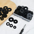 100 Pcs Black Flat Rubber Washers Assortment Kit, 16/18/20/25/30mm Heavy Duty Rubber Washers Rubber Grommet Vibration Damping Pads for Shower Head...