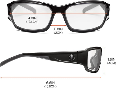 Ergodyne Skullerz Thor Safety Glasses - Black Frame, Clear Lens...