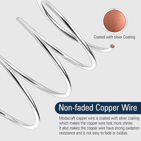 18 Gauge Silver Jewelry Wire with 4 in 1 Plier modacraft 65FT Christmas Ornaments Crafts Wire 1 MM Tarnish Resistant CopperBeading Wire for Jewelr...