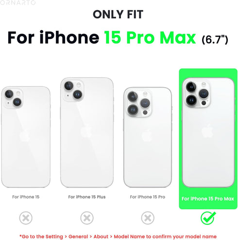 ORNARTO Compatible with iPhone 15 Pro Max Case 6.7", Slim Liquid Silicone 3 Layers Soft Gel Rubber Shockproof Protective Phone Case with Anti-Scra...