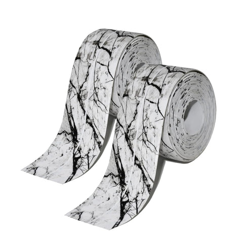 2PC Caulk Tape White Marble, 1.5''x10.5Ft PVC Waterproof Sealing Strip for Toilet, Self Adhesive Caulk Strip, Caulking Tape for Bathtub, Kitchen S...