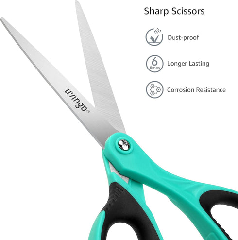 LIVINGO 8.5" Scissors All Purpose, 3 Pack Ultra Sharp Blade Shears, Professional Ergonomic Comfort Grip Scissors for Office School Home Supplies F...