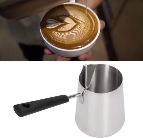 600ml Turkish Coffee Pot,Stainless Steel Milk Pot,Glossy Surface Saucepan Chocolate Melting Pot,High Temperature Resistant Butter Warmer Pot with ...