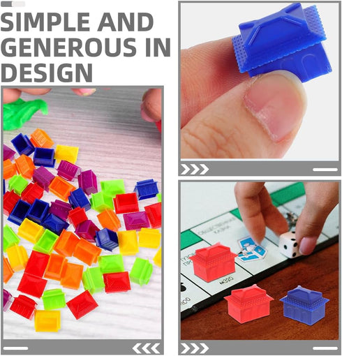 FAVOMOTO 120PCS Plastic Hotels Houses?Game Replacement Pieces Small House Board Game Replacement House Victory Game House Game Pawns Token Multico...