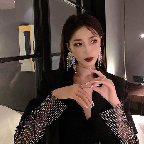 FXmimior Fashion Women Earrings Long Chain Drop Dangle Earrings Jewelry (Silver)...