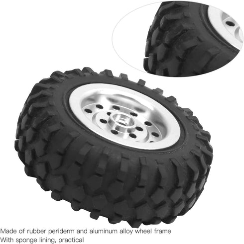55mm/2.2in 1/10 Scale Rubber Tires & Wheel Rims AntiSkid Fit for D12 Model Parts (Silver S)...