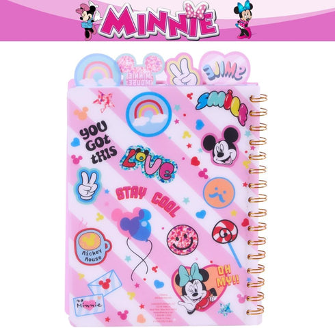 Innovative Designs Disney Minnie Mouse Tab Journal Spiral Notebook, Ballpoint Pen, Sticky Tabs, 96 Lined Pages, Pink...